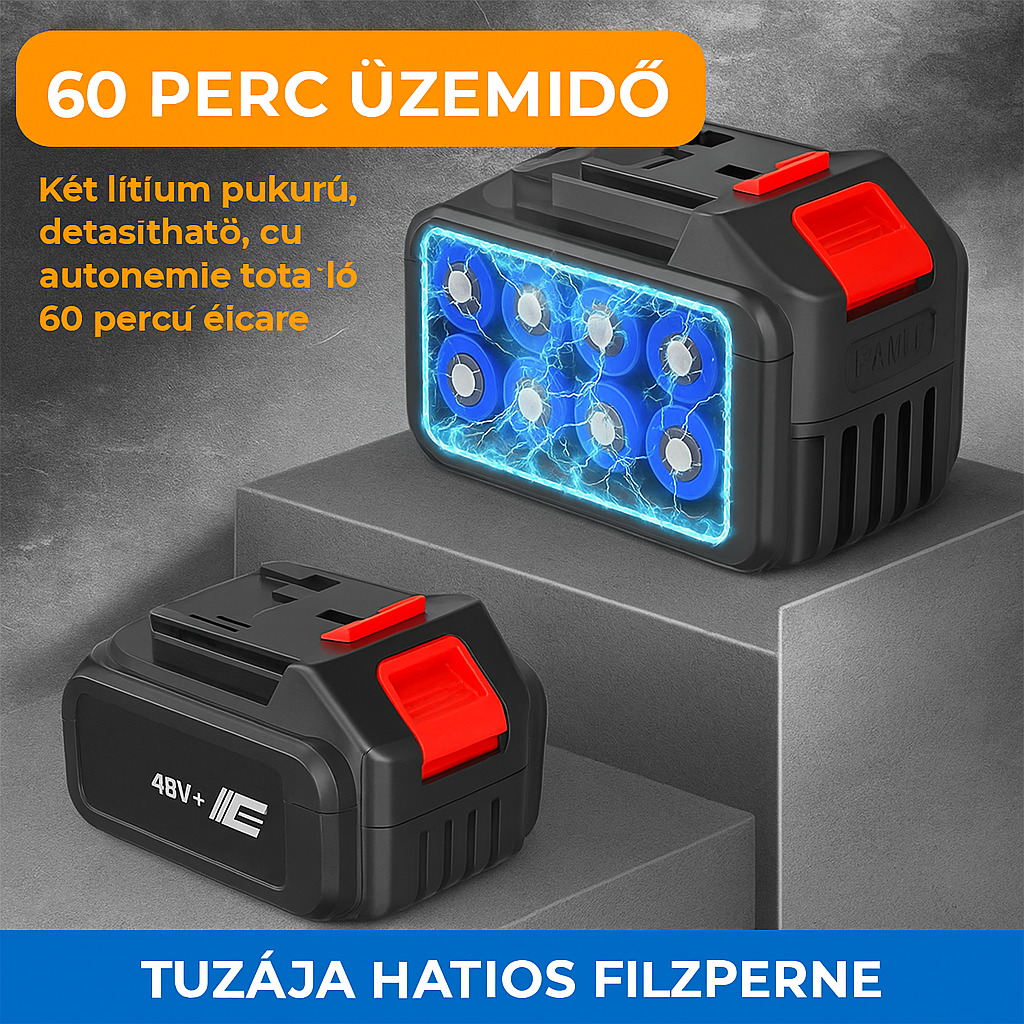 Magasnyomású vízpumpa pisztoly, 2×48 V akkumulátor